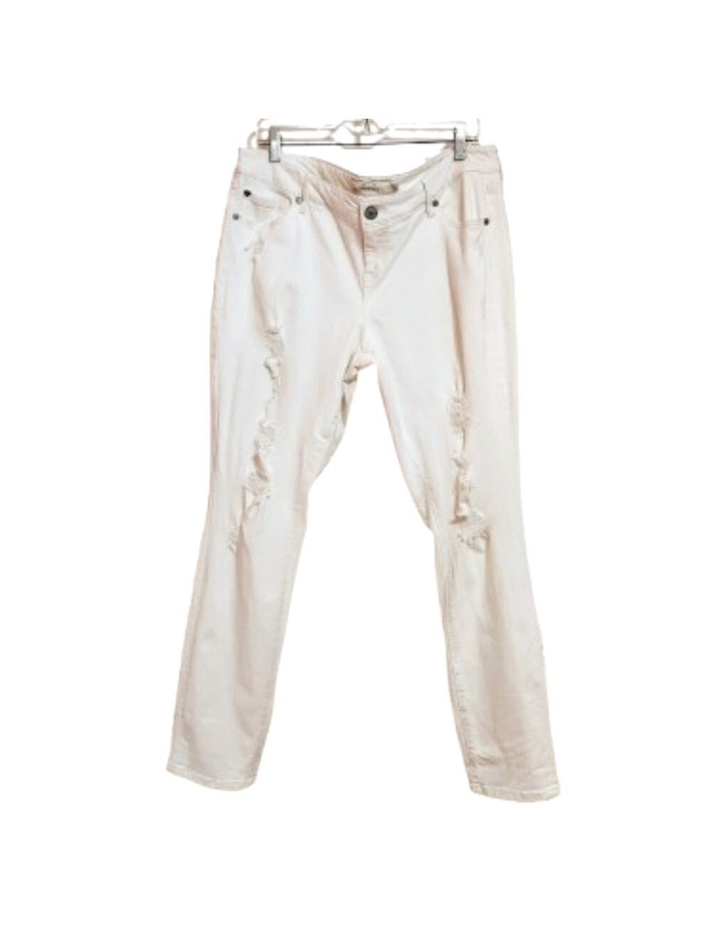 Torrid White Ripped Distressed Mid Rise Stretch Denim Jeans 14 Regular - Picture 1 of 10